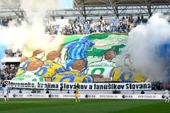 Na snímke sektor fanúšikov Slovana v 5.kole nadstavbovej časti Niké ligy skupiny o titul ŠK Slovan Bratislava - FC DAC 1904 Dunajská Streda v sobotu 12. apríla 2025 v Bratislave.