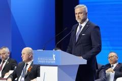 Tibor Gašpar, a Smer lawmaker, speaking at a conference in Volgograd, Russia, in late April.