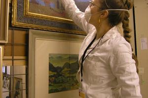 Preparation of an art work for digitising.