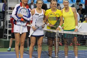 Fed Cup doubles: Hantuchová, Čepelová, Dellacqua, Stosur (L-R).