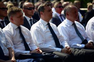 PM Robert Fico, Speaker of Parliament Andrej Danko and President Andrej Kiska, from left.