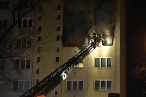 Firefighters at work in Obchodná Street in Košice.
