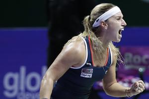 The third match of Dominika Cibulková at the 2016 WTA Tour world championship in Singapore against Simona Halep.