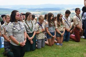 Scouts praying at the Levoča pilgrimage.