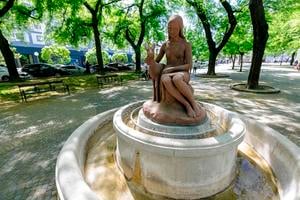The fountain with a girl and a deer on Hviezdoslavovo Square