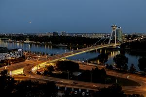 SNP Bridge in Bratislava during the Moon eclipse July 27
