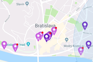 The map in the Biela Noc app