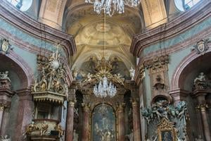 The church has an oval nave.
