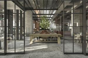 Visualisation of the Medusa restaurant in the historical Jurkovič heating plant. 