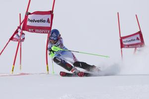 Petra Vlhová of Slovakia competes during the women's parallel slalom at the FIS Alpine Ski World Cup in St Moritz, Switzerland.