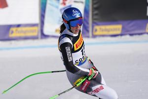 Slovakia's Petra Vlhová arrives at the finish area during the women's super-G, at the alpine ski World Championships in Cortina d'Ampezzo, Italy.
