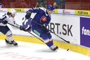 Fotografie z prípravného zápasu na majstrovstvá sveta v hokeji medzi Slovenskom a Francúzskom.