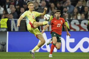 Momentka z finále Ligy národov medzi Portugalskom a Španielskom.