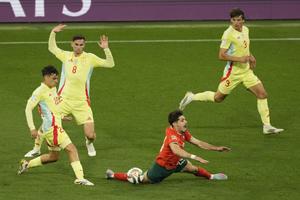 Momentka z finále Ligy národov medzi Portugalskom a Španielskom.