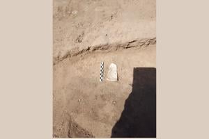 Another shard of a faience bowl on the site.