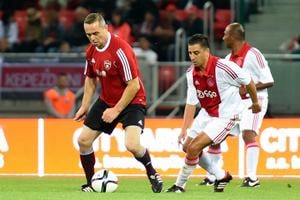 Na snímke zápas starých pánov FC Spartak Trnava - Ajax Amsterdam v Trnave v sobotu 22. augusta 2015. Vľavo Jaroslav Timko.
