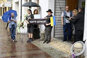 People during a commemorative gathering in Košice on Thursday, 21 August 2025, marking the 57th anniversary of the Warsaw Pact invasion of Czechoslovakia.