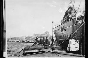 The port of Hamburg was one of the intermediate stops for Slovak emigrants, a photo from 1919 (LC-A6195- 7514).