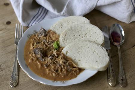 Segedínsky guláš, creamy Slovak sauerkraut stew.
