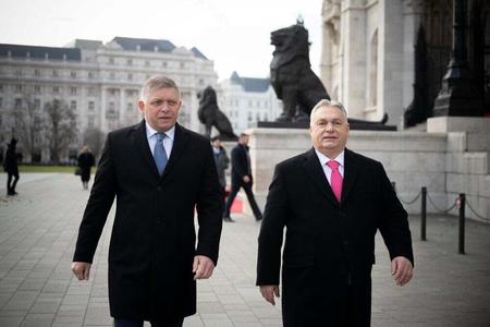 Robert Fico visiting Viktor Orbán in Budapest. 