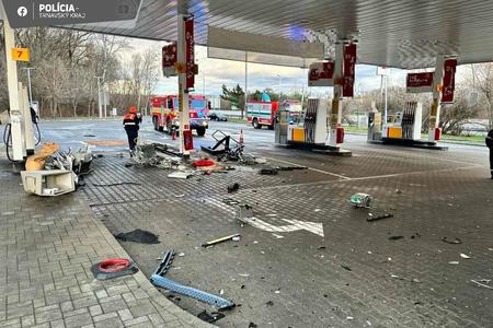 A filling station demolished by a Bulgarian driver in early January 2024.