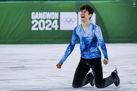Adam Hagara after his free routine at the Youth Olympics in Gangwon, South Korea, on January 29, 2024.