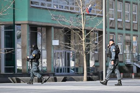 The police search the buildings of the Faculty of Management and the Faculty of Pharmacy of the Comenius University in Bratislava on February 13, 2024 in connection with threats.