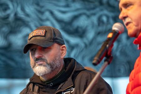 Jozef Hambálek, pictured at a Smer party protest on September 20, 2022.