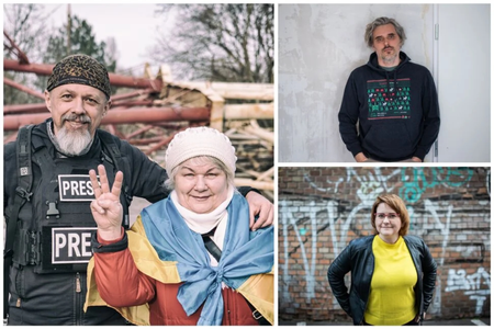 Slovaks who are helping Ukraine. Marcel Rebro (left), Dodo Dobrík (upper right), and Eliška Horsáková (bottom right).
