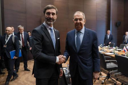 Slovak MFA Juraj Blanár and Russian Foreign Minister Sergey Lavrov in Turkey on March 2, 2024.