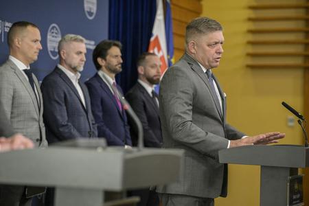 PM Robert Fico during a press conference on March 5, 2024.