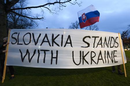 Several thousand people gathered on Tuesday evening on Bratislava's Námestie Slobody square to voice their support of Ukraine and protest against the goverenment's action in regards to foreign policy. According to organisers, the government is following a pro-Russia policy that goes against interests of both Slovakia and European Union.