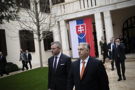 Speaker of Parliament Peter Pellegrini and Hungarian PM Viktor Orbán during their meeting in Budapest on March 11, 2024.