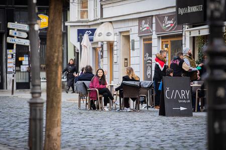 Diners on the streets of Bratislava.