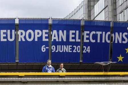 European parliament in Brussels is ready for upcoming elections. 