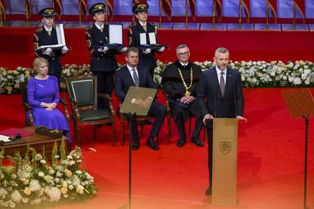 President Peter Pellegrini gives his inaugural speech on June 15, 2024.