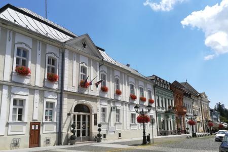 In the building of the former county house on Main Square in Rimavská Sobota, southern Slovakia, the town hall, tourist information centre, registry office, and local art gallery are located.