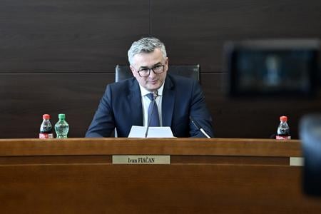 President of the Constitutional Court, Ivan Fiačan, during a press briefing on the decision of the Constitutional Court regarding the amendments to criminal laws on July 3, 2024 in Košice, eastern Slovakia.