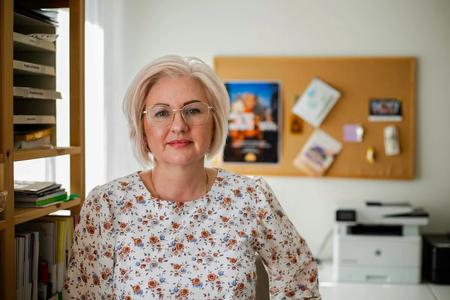 “I’m a small woman, but I tell myself I can handle anything,” Yaroslava Lopushanska says, noting that she misses her husband a lot. “And he misses me too.”