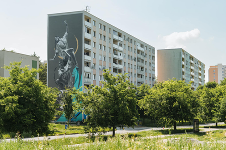 Judith de Leeuw's 'Beyond the Mind Boundaries' mural can be viewed in Trnava, on Ludvika van Beethovena Street.
