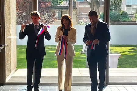The ceremonial opening of the Slovak Institute in London on July 17, 2024. From left: Deputy Foreign Affairs Minister Marek Eštok, Director of the Slovak Institute in London Soňa Pőtheová, and Slovak Ambassador to the United Kingdom Róbert Ondrejcsák.