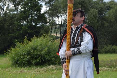 Alexander Králik playing fujara, a traditional Slovak overtone flute.