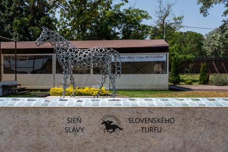 A horse statue inside the Petržalka horse racetrack.