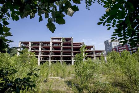The skeleton frame of former shopping centre in Bratislava's Ružinov borough.