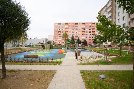 A children's playground on Martin Benka Street in Topoľčany.