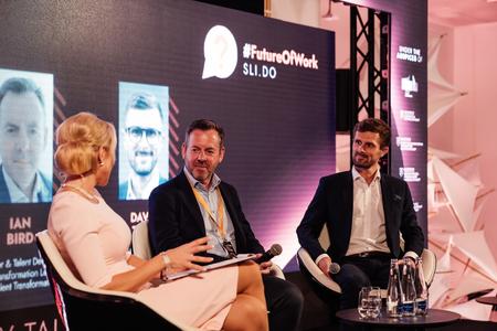 David Timis, right, and Ian Bird, speaking at the Festival of Future held by the American Chamber of Commerce (AmCham Slovakia) in Bratislava on September 12.  