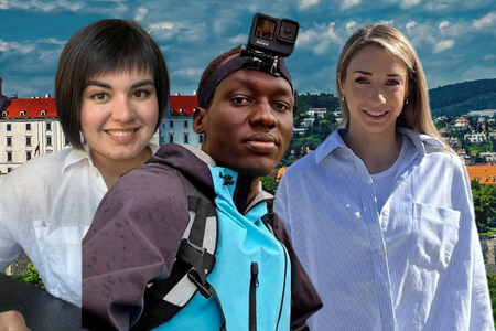 From left to right: Anastasia Tsarenko, Wilson Bol, Taylor Húska