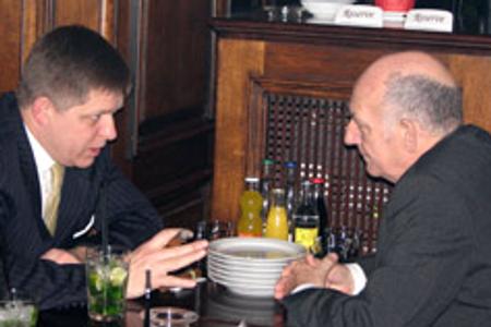 Prime Minister Robert Fico chats with Cuban Ambassador Escalona Paulovich.