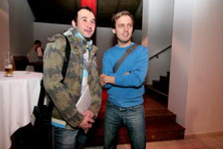 Michal Hvorecký (right) with director Marián Amsler.