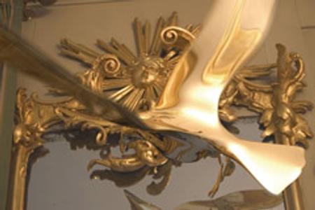 Seagull by Pavel Mrkus was placed in the window of a train station.